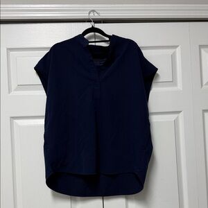 Figs Navy V-Neck Short Sleeve Tunic Blouse